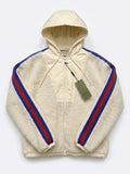 Veste à capuche Gucci Oversize en Laine Shearling – Crème & Bande Web Taille L Oversize
