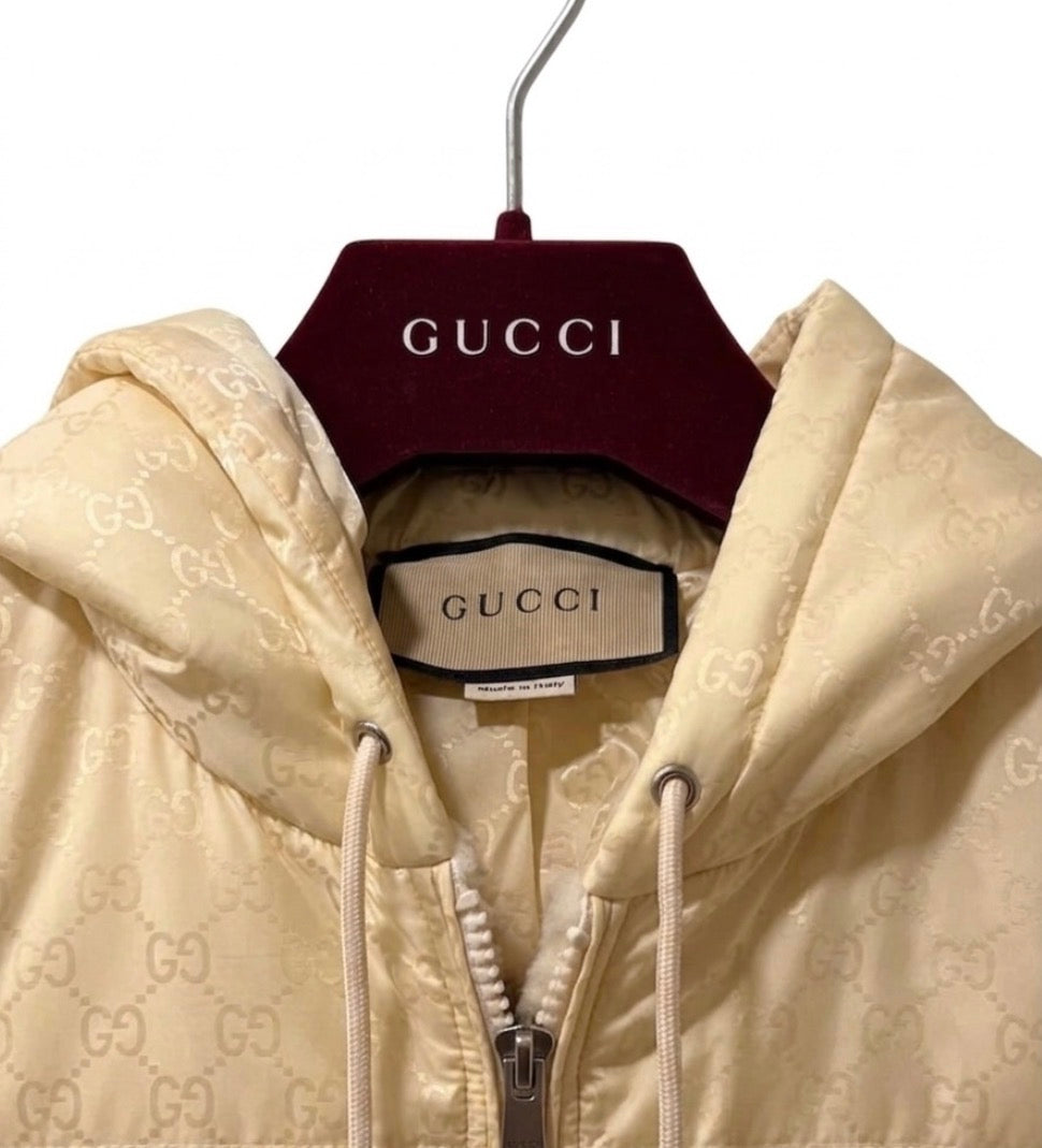 Veste à capuche Gucci Oversize en Laine Shearling – Crème & Bande Web Taille L Oversize